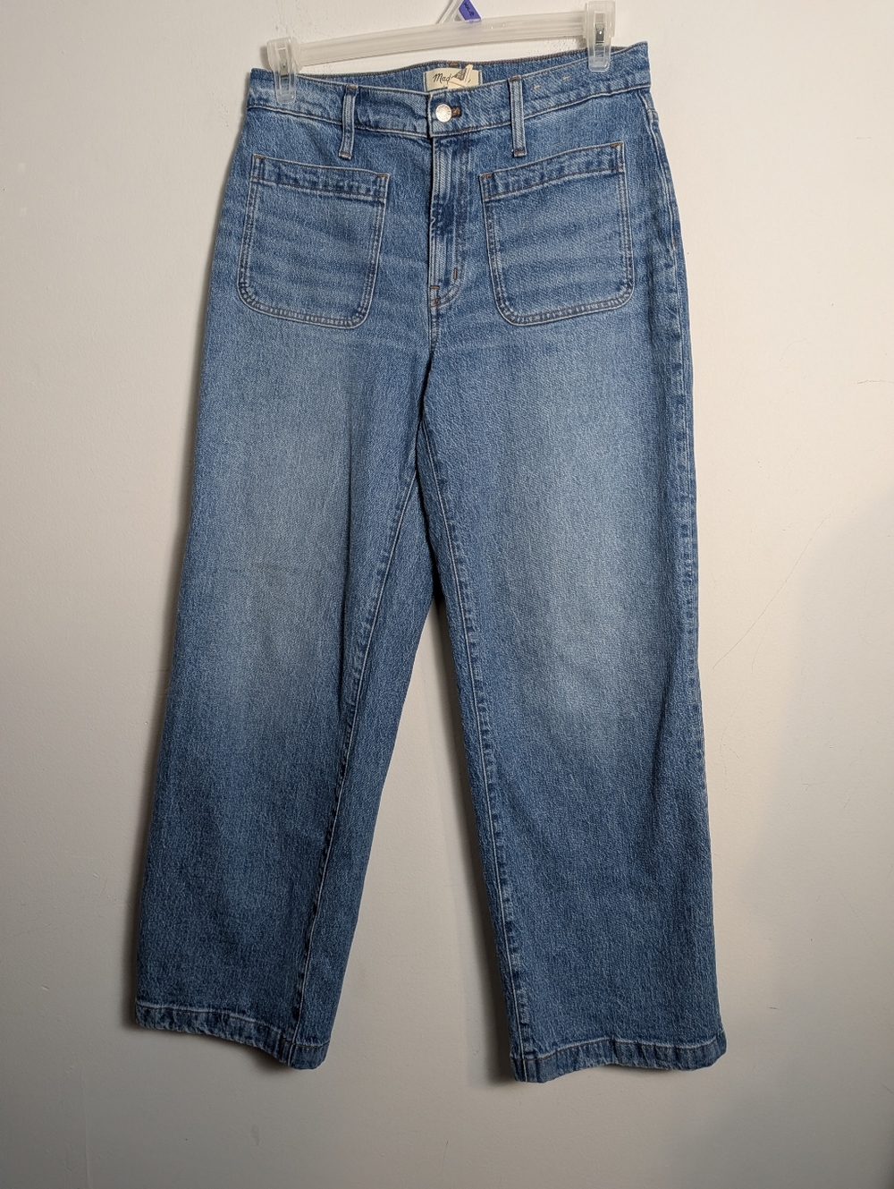 Madewell Jeans Patch Pockets The Perfect Wide leg  Sz 30 Light Wash